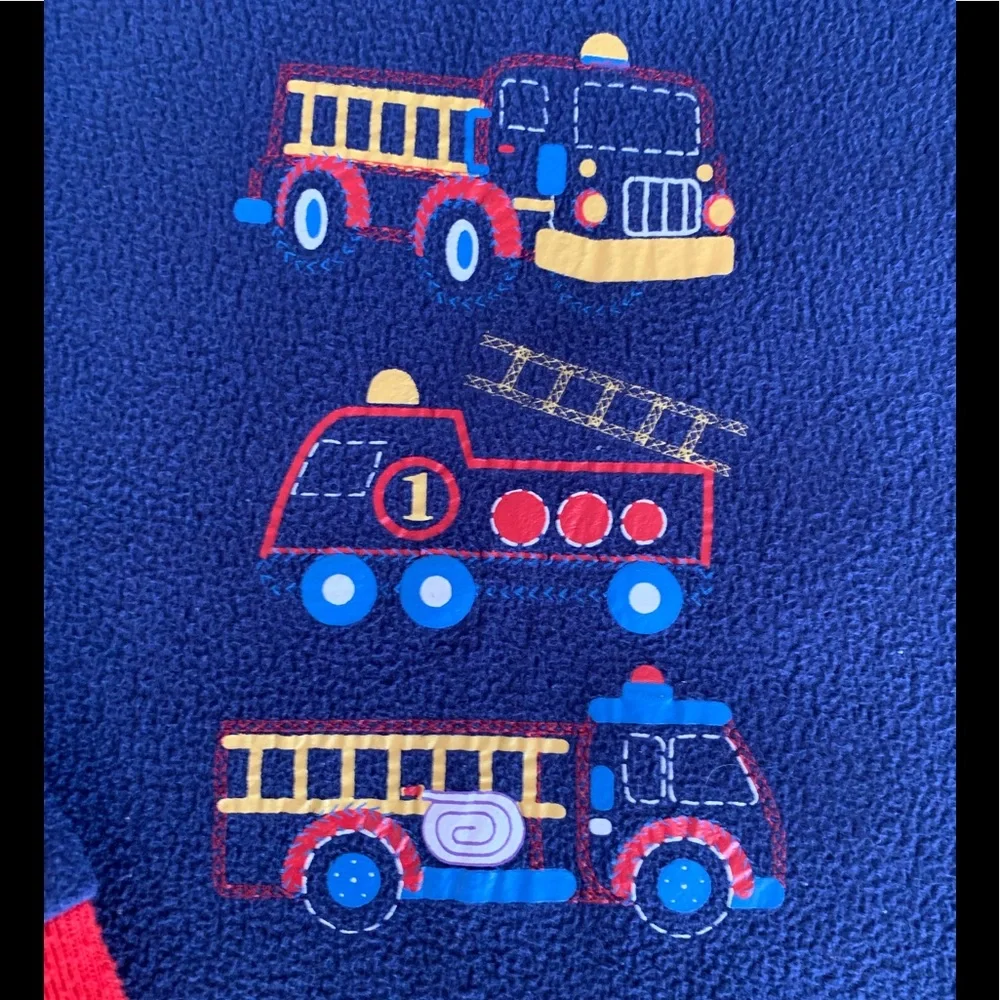 VTG Little Me Truck Pajamas Boys 3 Red Blue Fleece Set Top Pants Long Sleeve